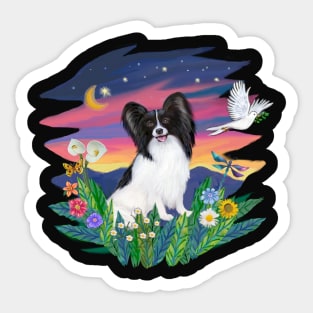 Papillon Enjoying a Walk in the Country Sticker